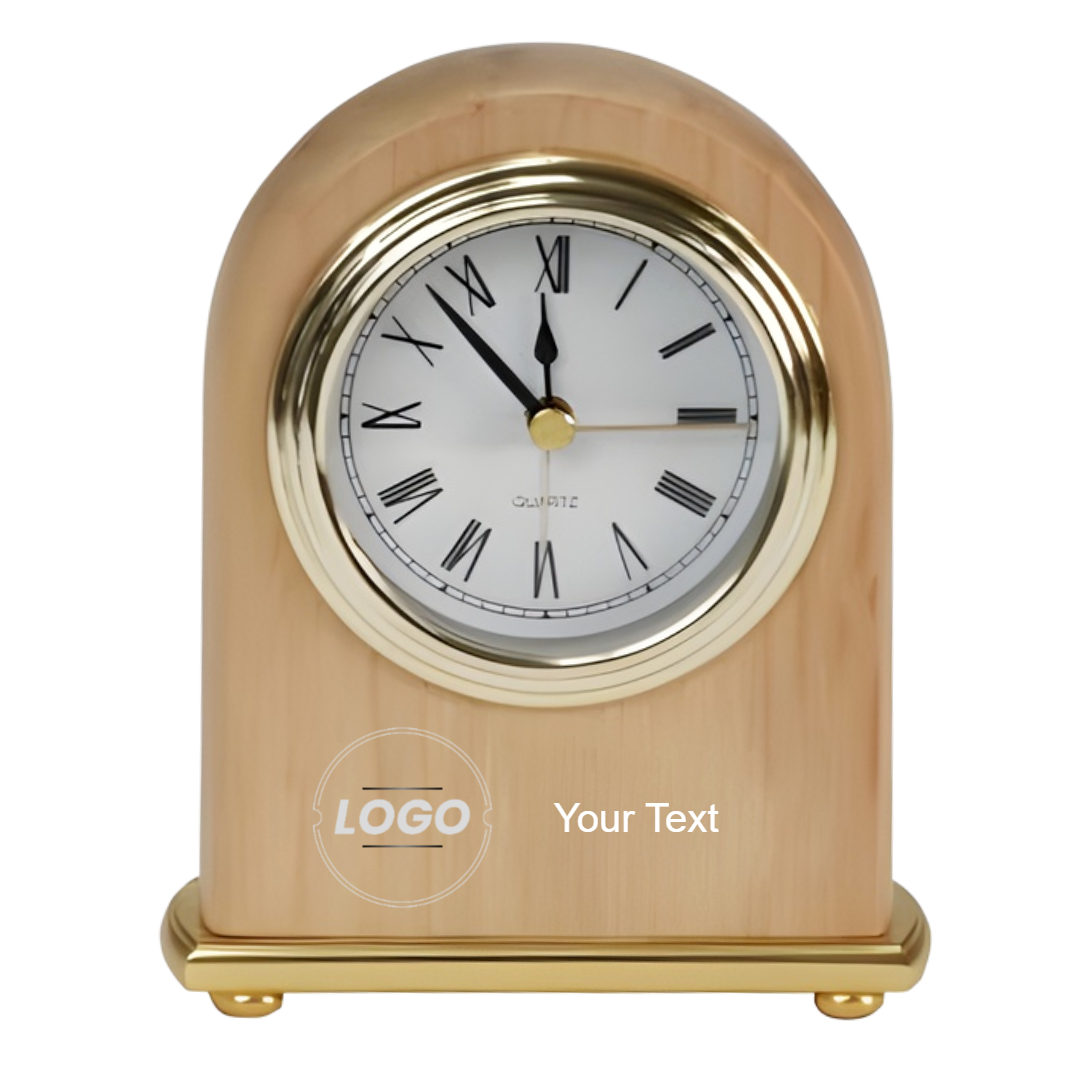 Arched Red Alder Desk Clock