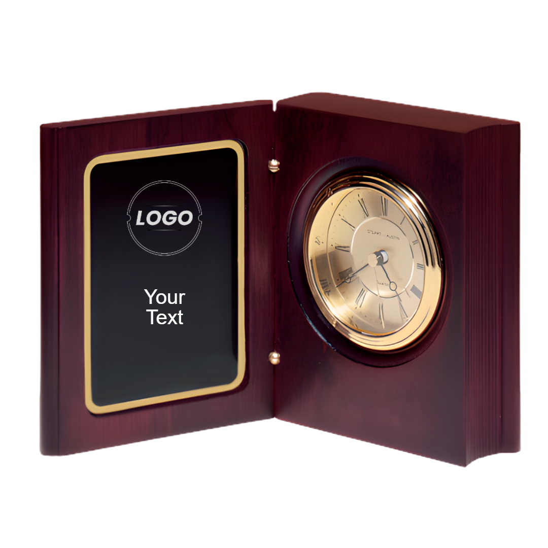 Rich Mahogany Finish Book Clock