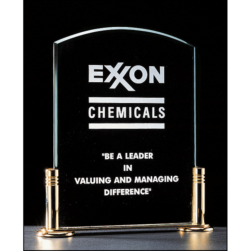 Jade Acrylic Stand Up Award on Gold-Plated Solid Brass Base