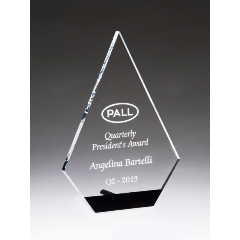 Diamond Series Clear Acrylic Stand Up Award with Black Accent
