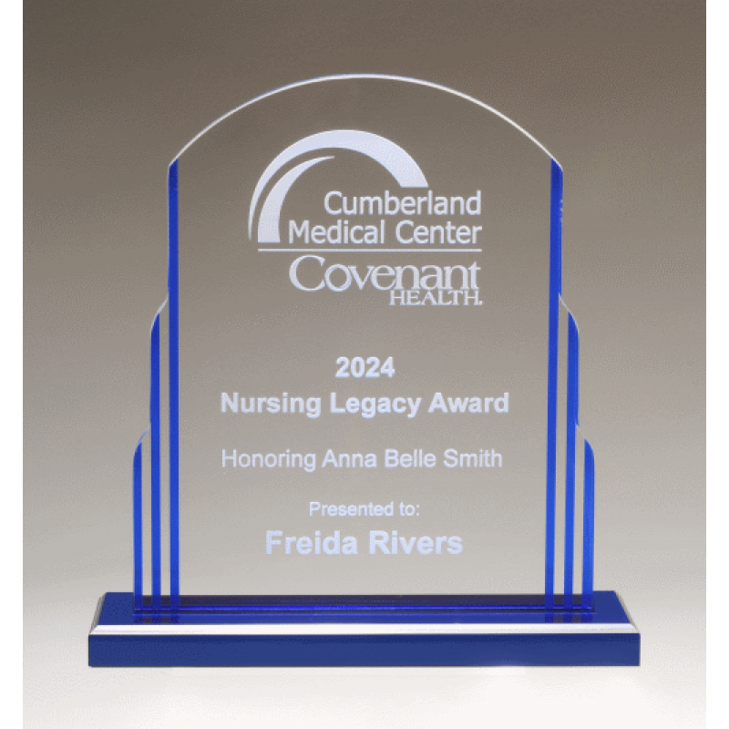 Art Deco Blue Stand Up Acrylic Award