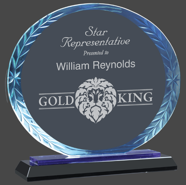 Oval Accent Glass Stand Up Award