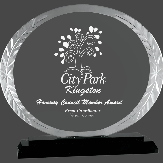 Oval Accent Glass Stand Up Award