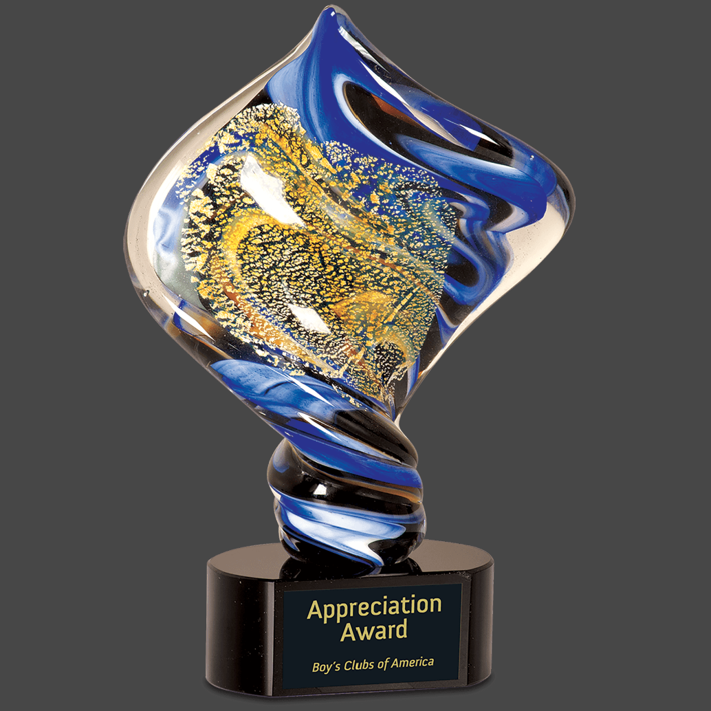 Diamond Twist Art Glass Stand Up Award