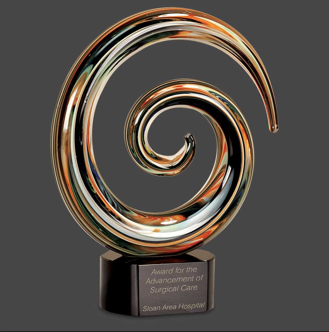 Swirl Art Glass Stand Up Award