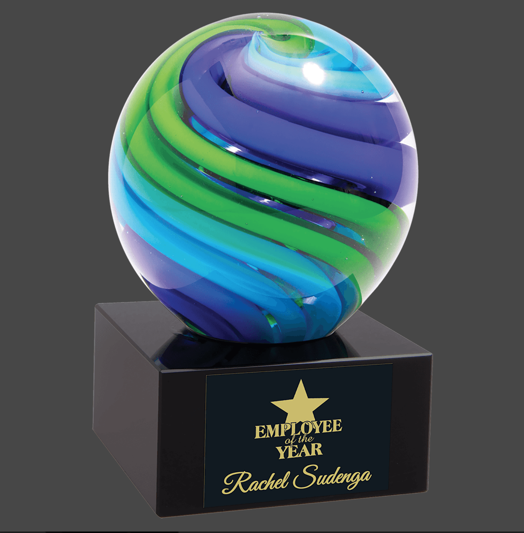 Two-Tone Sphere Art Glass Stand Up Award
