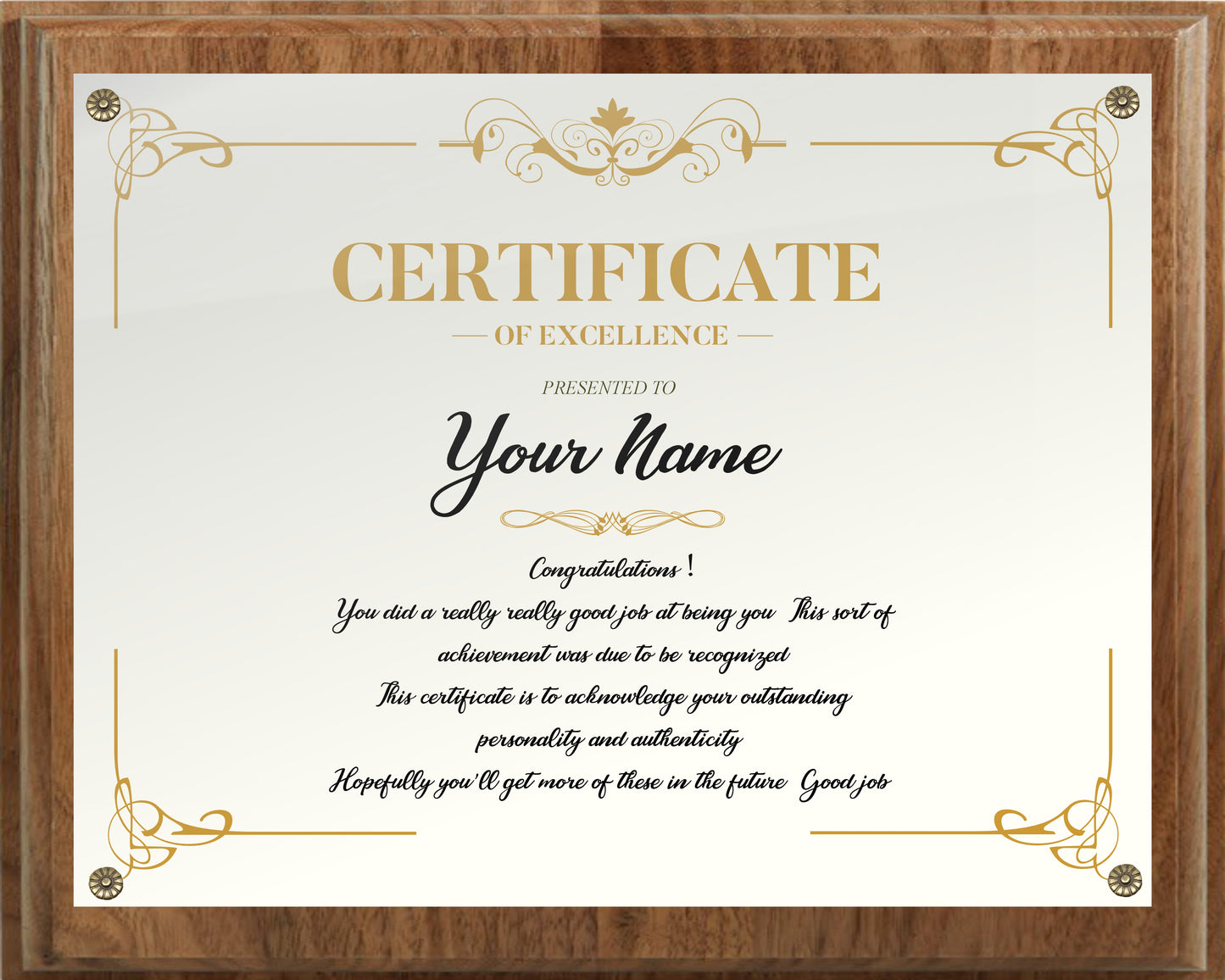 Plexi Certificate Plaque