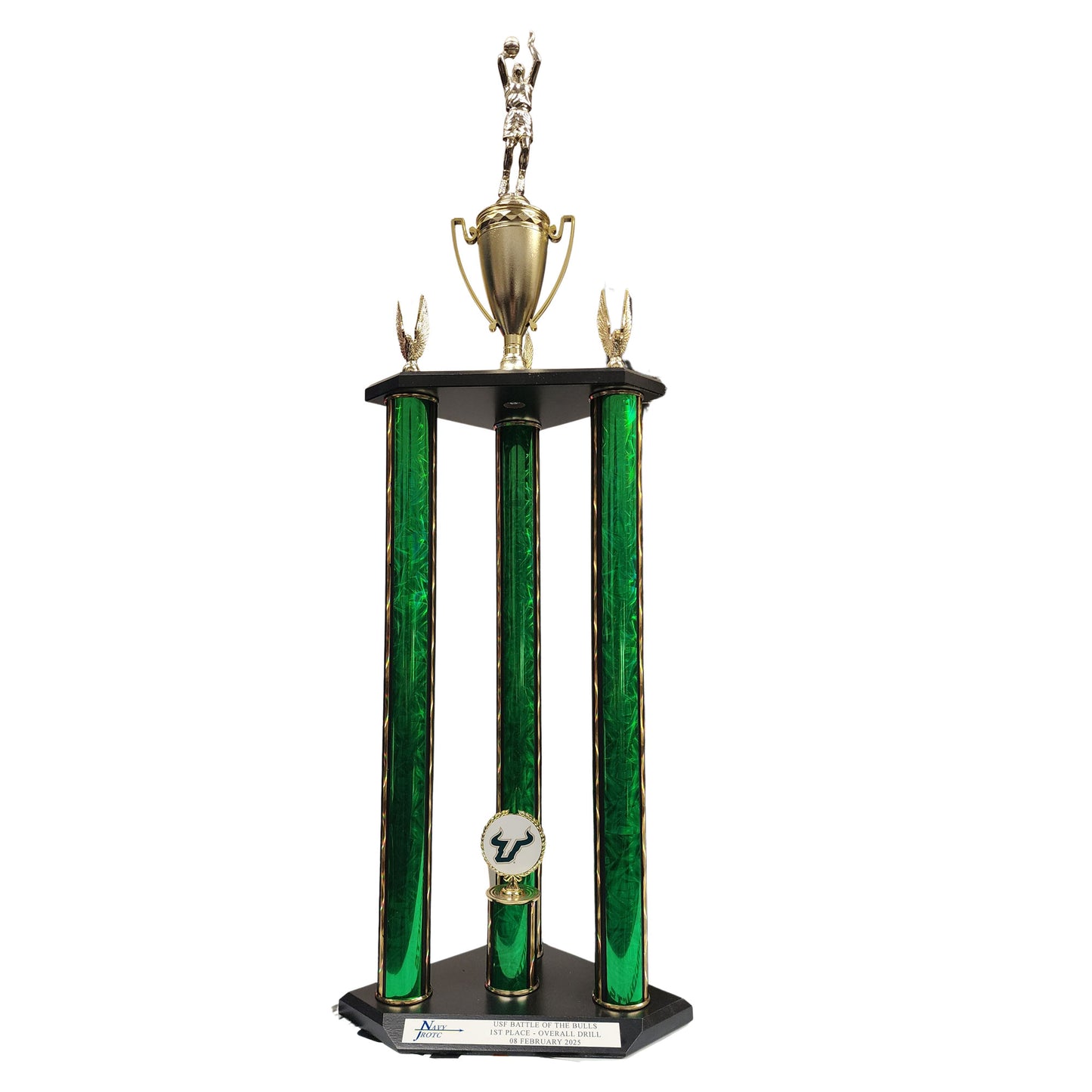 Three Column Two Tier Champion Cup Trophy