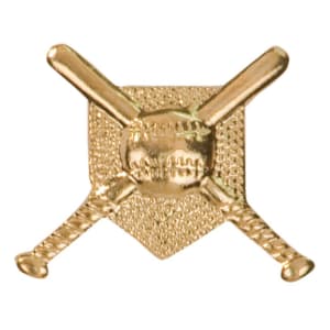 Gold Crossed Bats Metal Chenille Letter Insignia