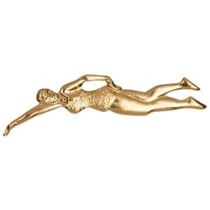 Gold Female Swimmer Metal Chenille Letter Insignia