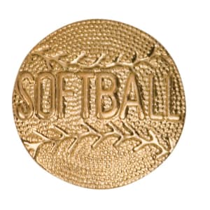 Gold Softball Metal Chenille Letter Insignia