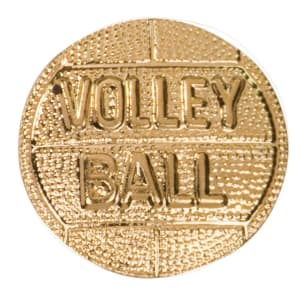 Gold Volleyball Metal Chenille Letter Insignia