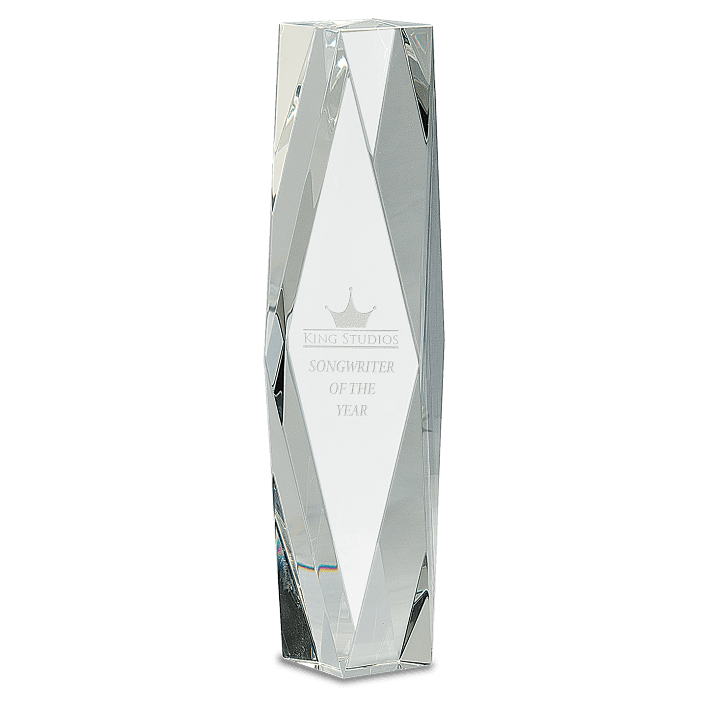 Clear Crystal Facet Stand Up Tower Award