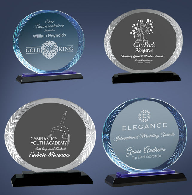 Oval Accent Glass Stand Up Award