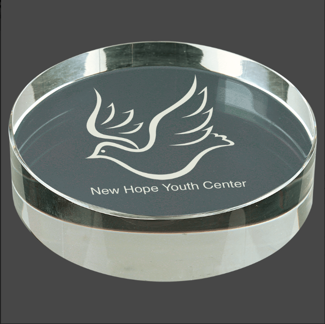 Crystal Round Paperweight 3 1/8"