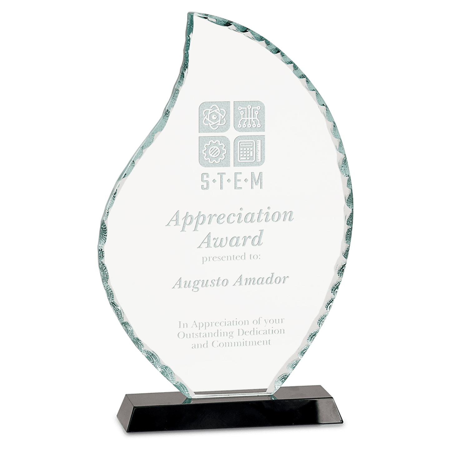 Flame Facet Glass on Black Base Stand Up Award