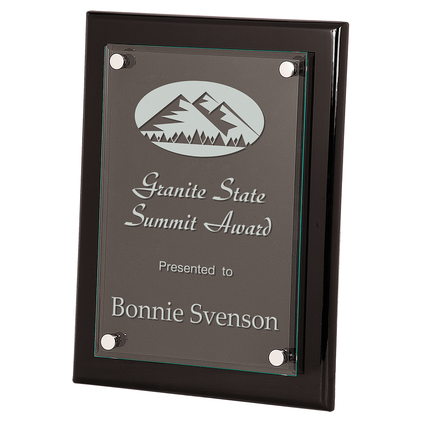 Floating Piano Finish Glass Plaques