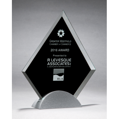 Diamond Series Glass Award with Silver Metal Base