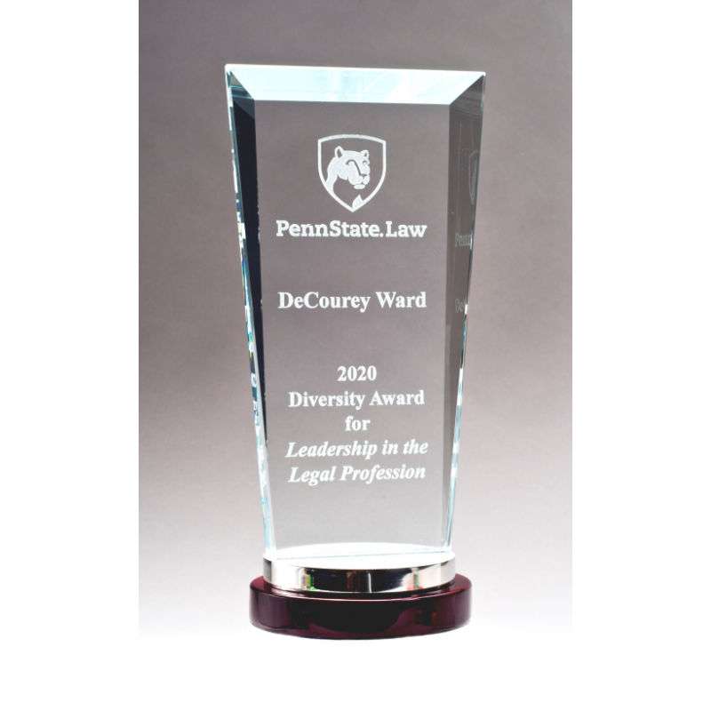 Premium Series Glass Award with Rosewood and Aluminum Base