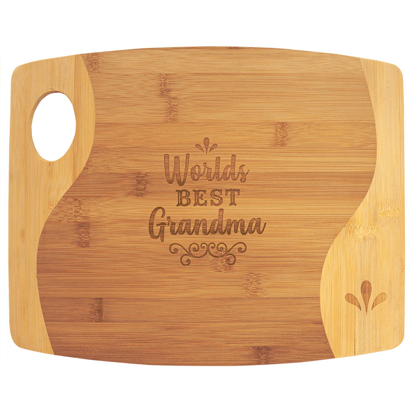 Two Tone Bamboo Cutting Board with handle