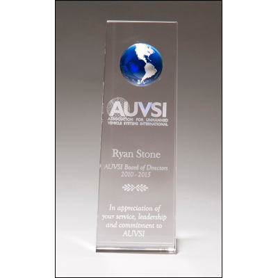 Crystal Award with Blue Globe