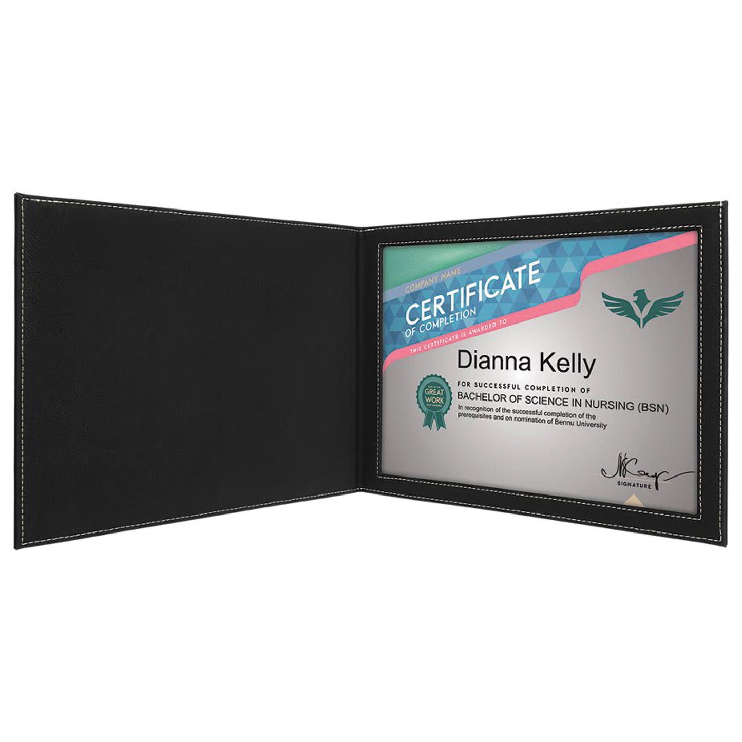 9" x 12" Laserable Leatherette Certificate Holder for 8 1/2" x 11"