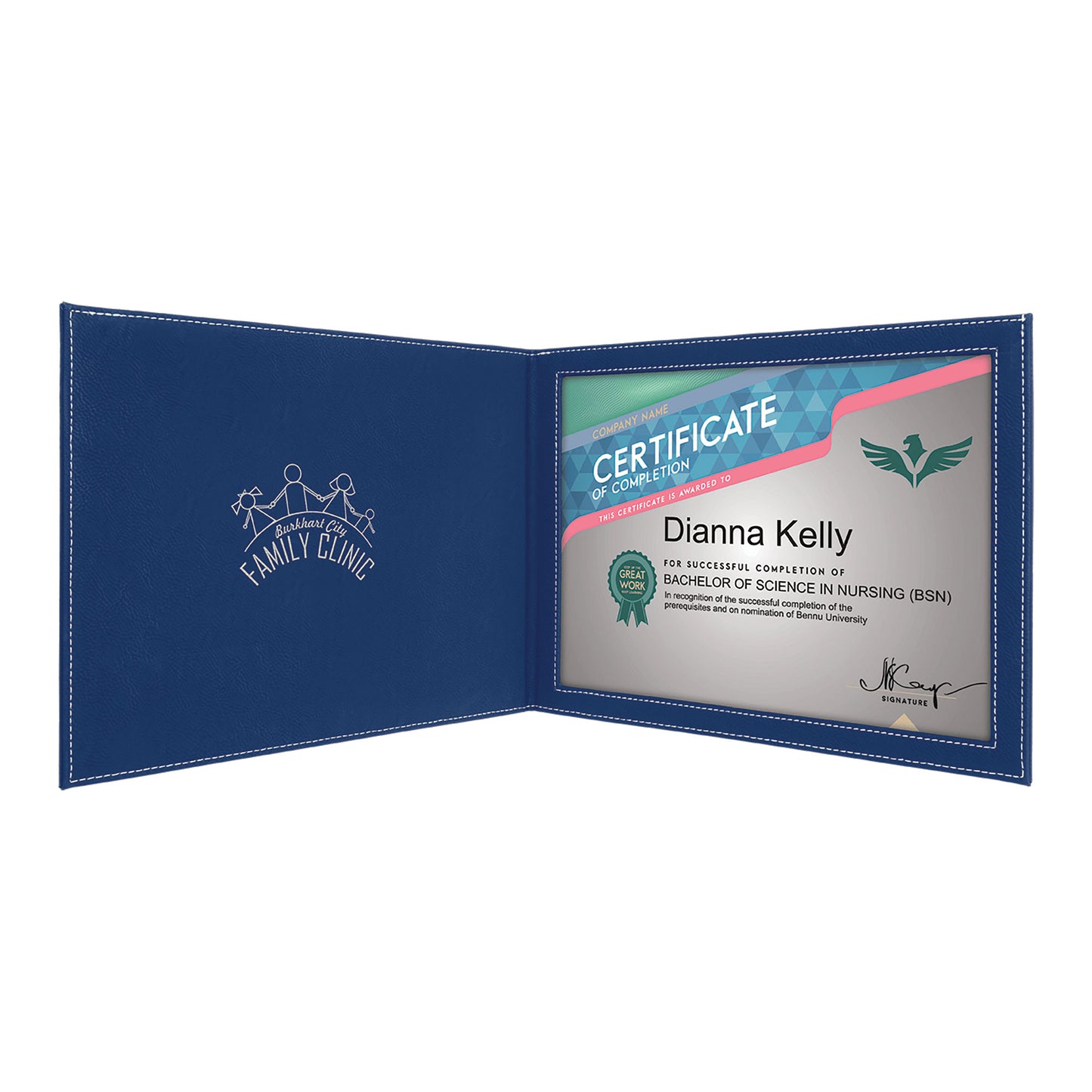 9" x 12" Laserable Leatherette Certificate Holder for 8 1/2" x 11"