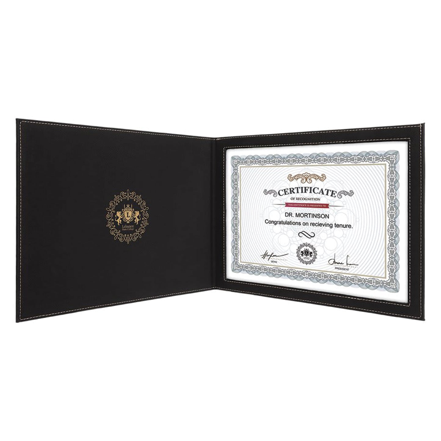 9" x 12" Laserable Leatherette Certificate Holder for 8 1/2" x 11"