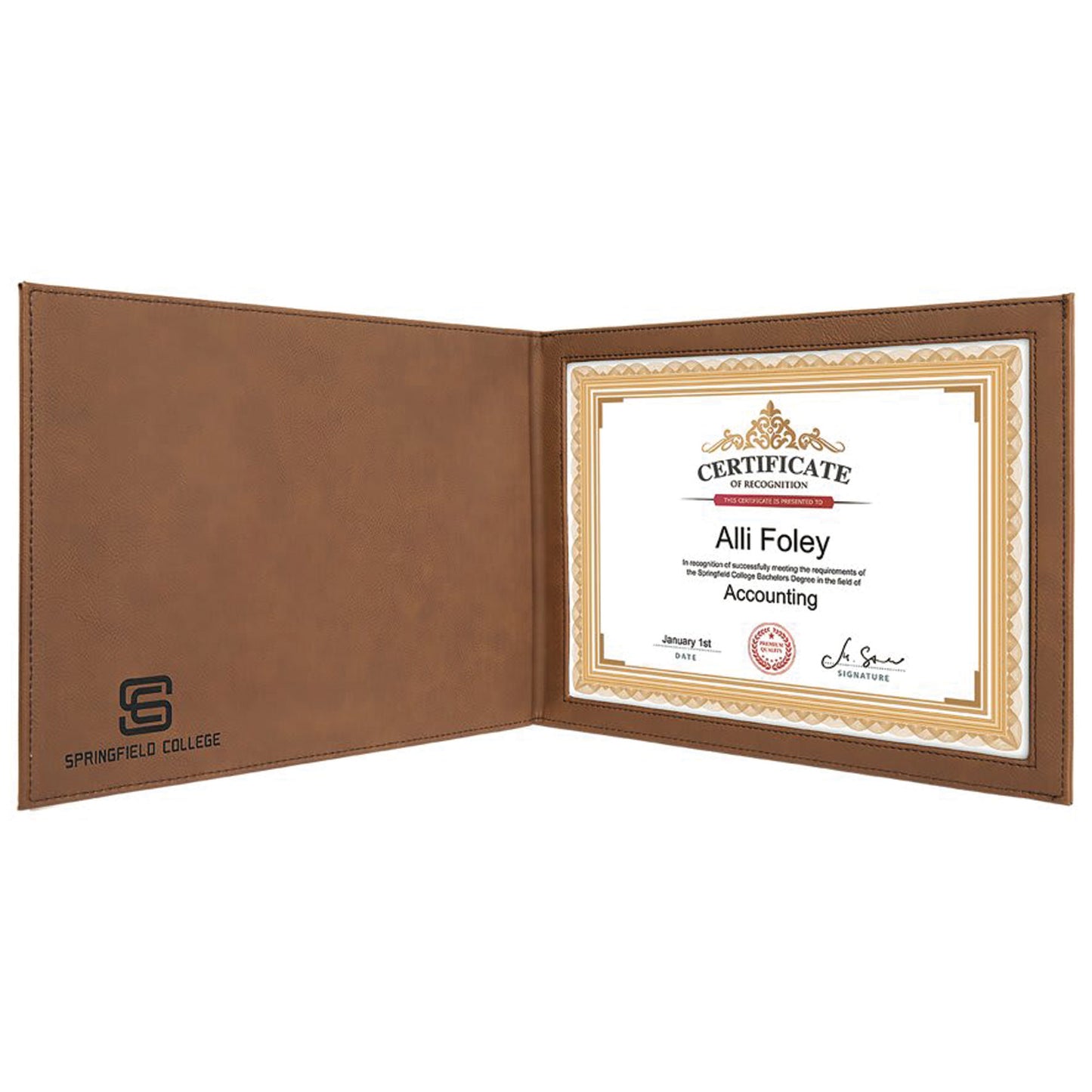 9" x 12" Laserable Leatherette Certificate Holder for 8 1/2" x 11"