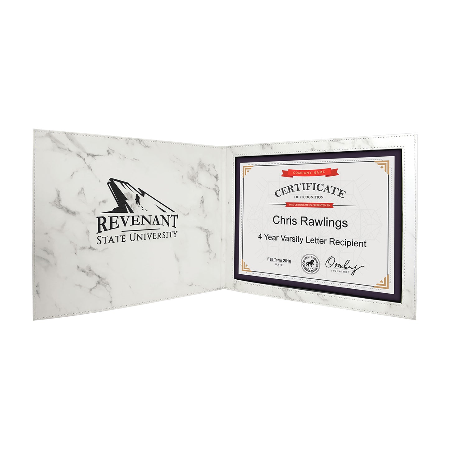 9" x 12" Laserable Leatherette Certificate Holder for 8 1/2" x 11"