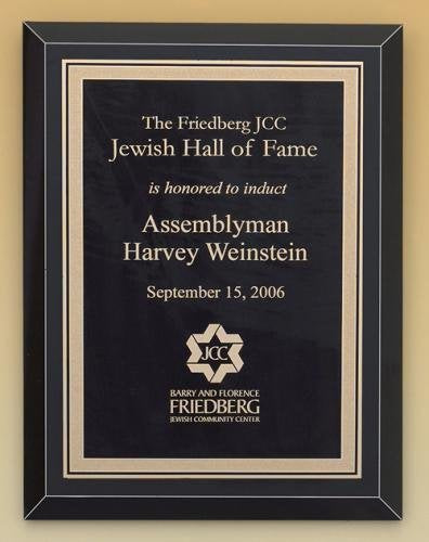 Black Glass Plaque with Brass Plate