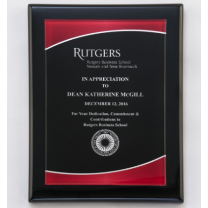 Black Piano Finish Plaque with Red Acrylic Plate