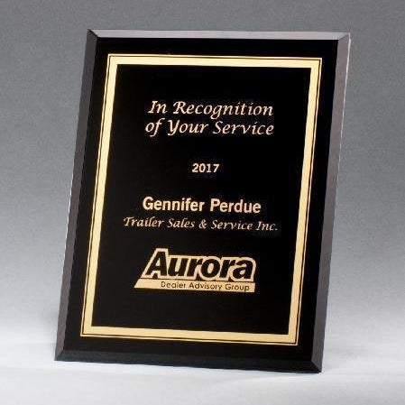 Black Glass Plaques with Gold Borders