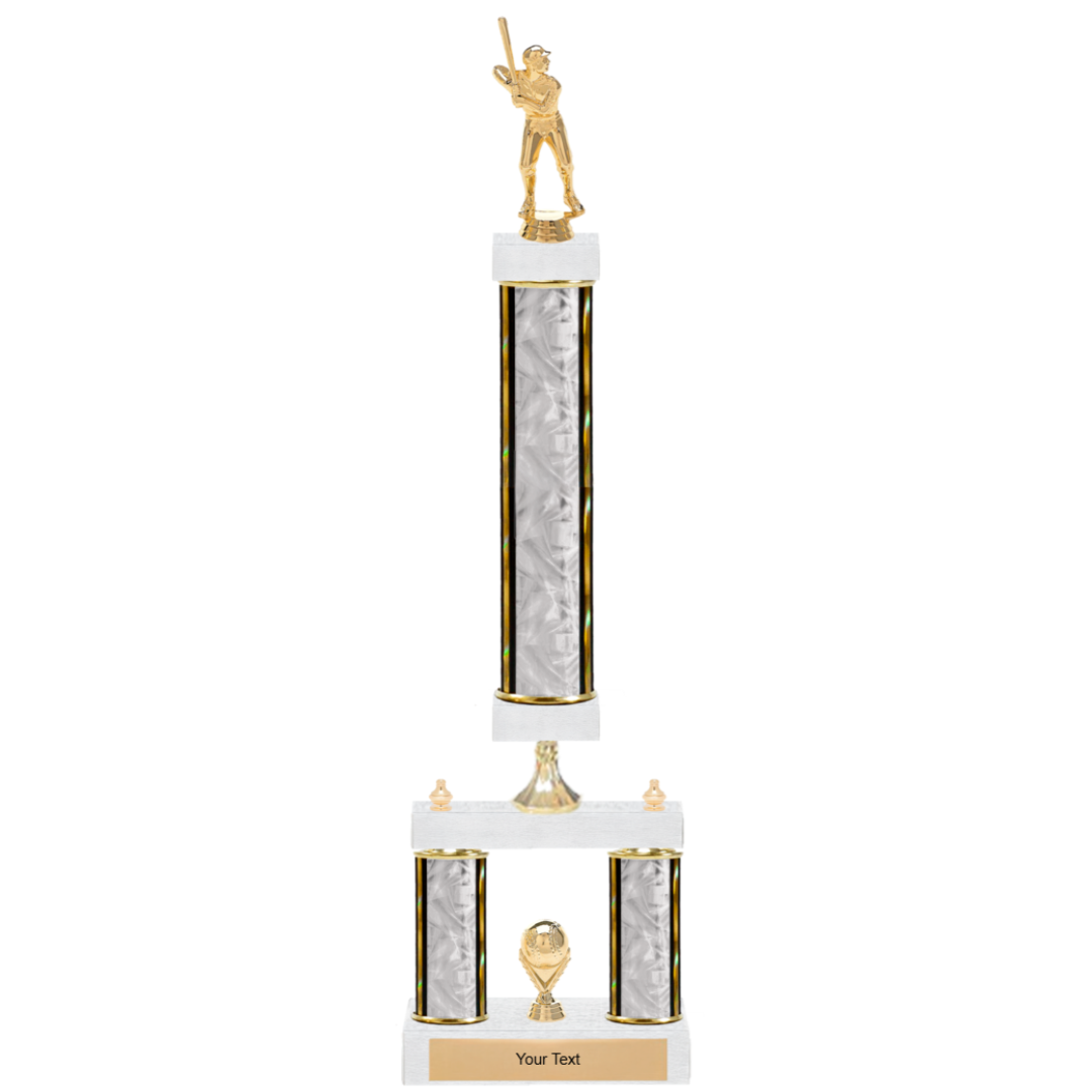 Baseball 3-Column 2-Tier Trophy – Elite