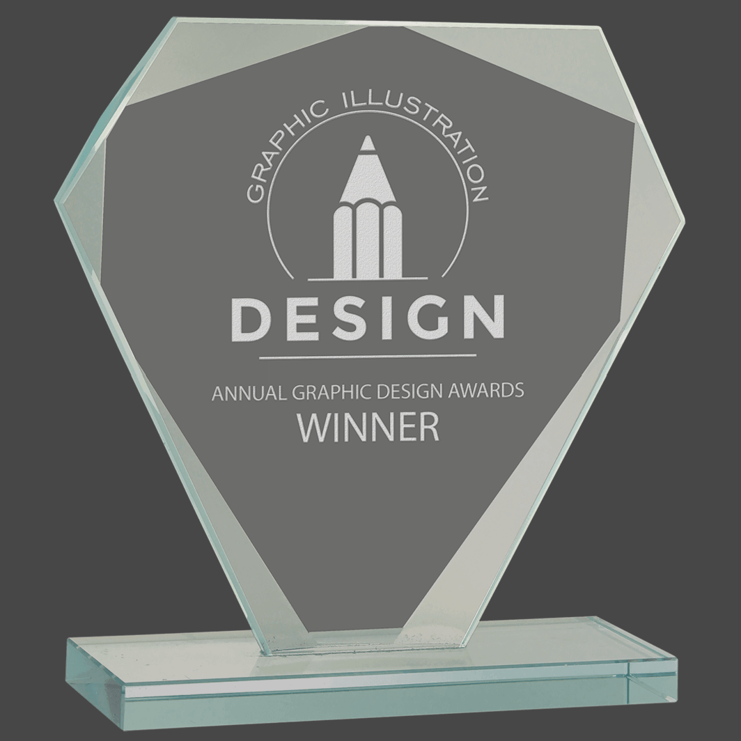 Cut Diamond Jade Glass Stand Up Award