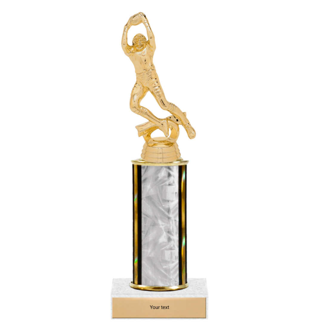 Football Single Column Trophy with Figure