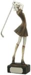 Golfer, Female Silver Metallic Award Large Figure Trophies - 12 3/4" Tall