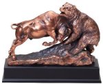 Resin Bear And Bull Large Figure Trophies - 9" Tall
