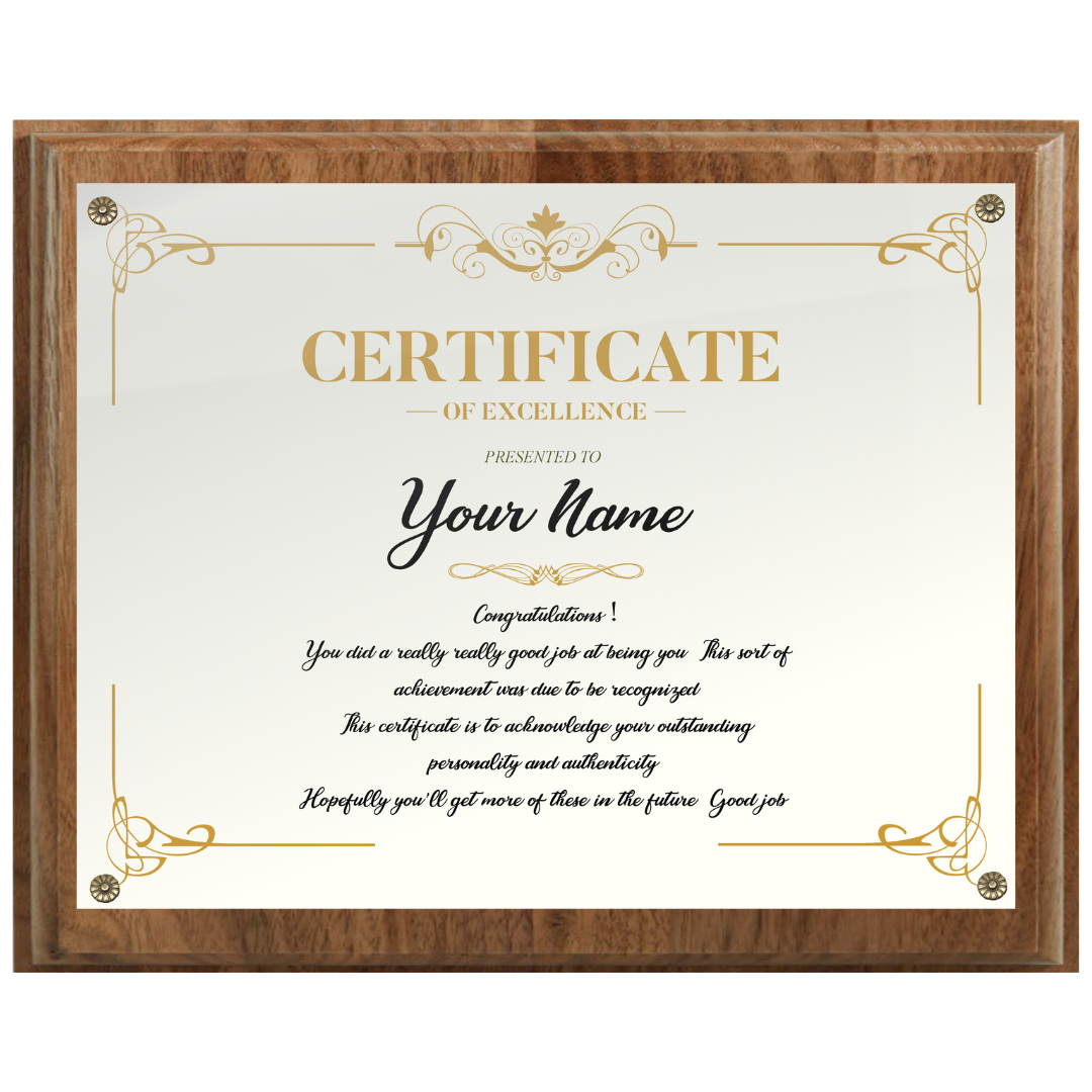 Plexi Certificate Plaque