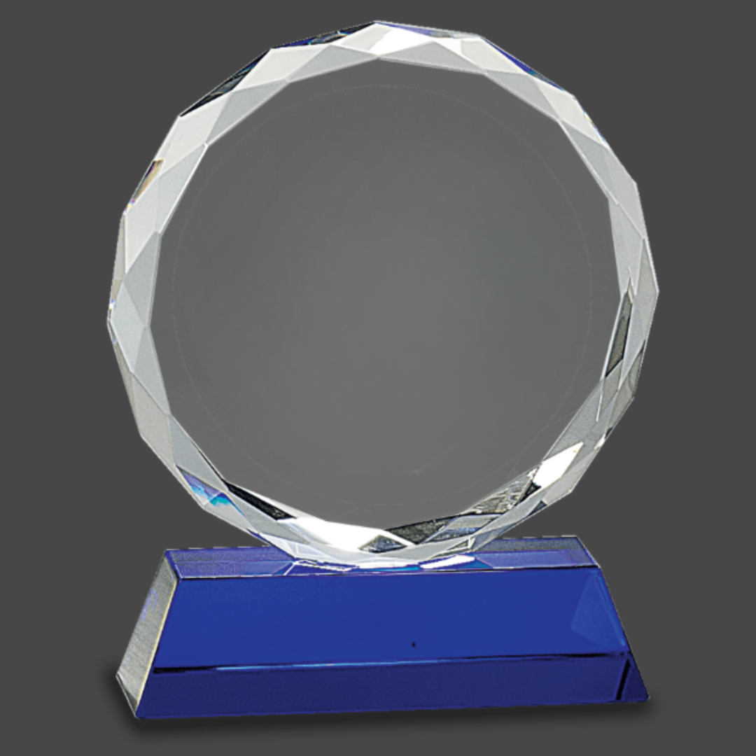 Round Facet Crystal Stand Up Award