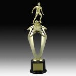 Star Figure Riser Soccer Trophy on Round Base Single Column Trophies