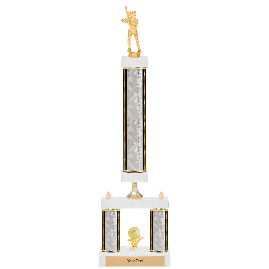 Softball 3-Column 2-Tier Trophy – Elite