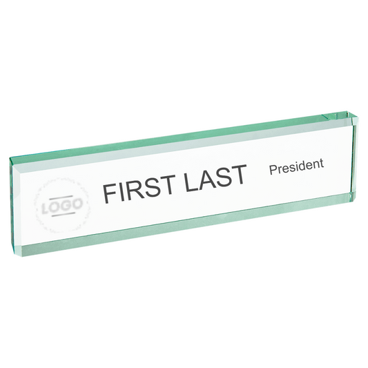 Jade Glass Desk Wedge Name Plate