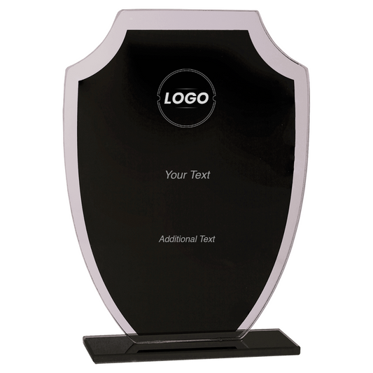 Black Shield Reflections Glass Stand Up Award