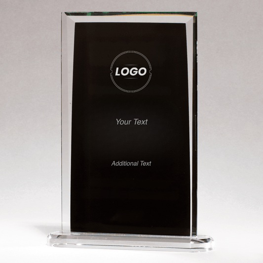 Rectangular Shaped Glass Award with Black Center