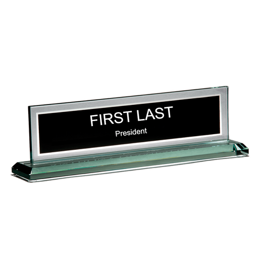 Glass Name Plate with Black Center