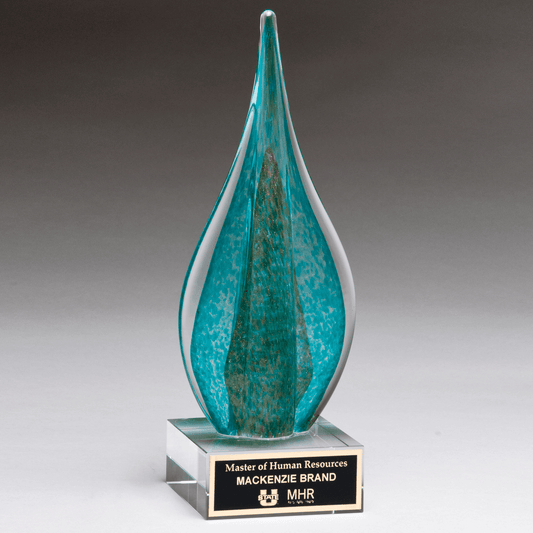 Teal/Green Teardrop with Gold Metallic Accent/Black Laser Aluminum Plate