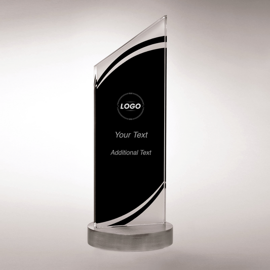 Thick Zenith Series Black Silkscreened Glass with Frosted Accents, Heavy Aluminum Base