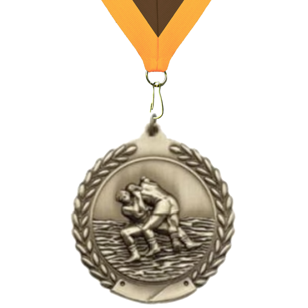 Wrestling Sculptured 2.75" Neck Award Medals