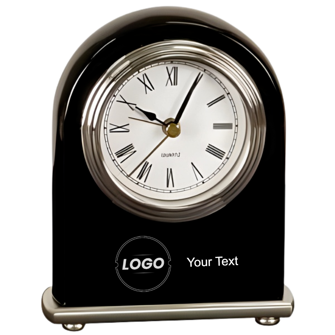 Black Piano Finish Arch Desk Clock